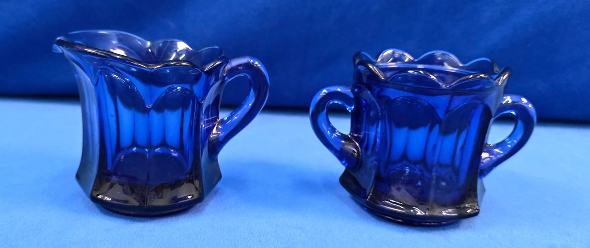 Fostoria Cobalt Blue Cream & Sugar