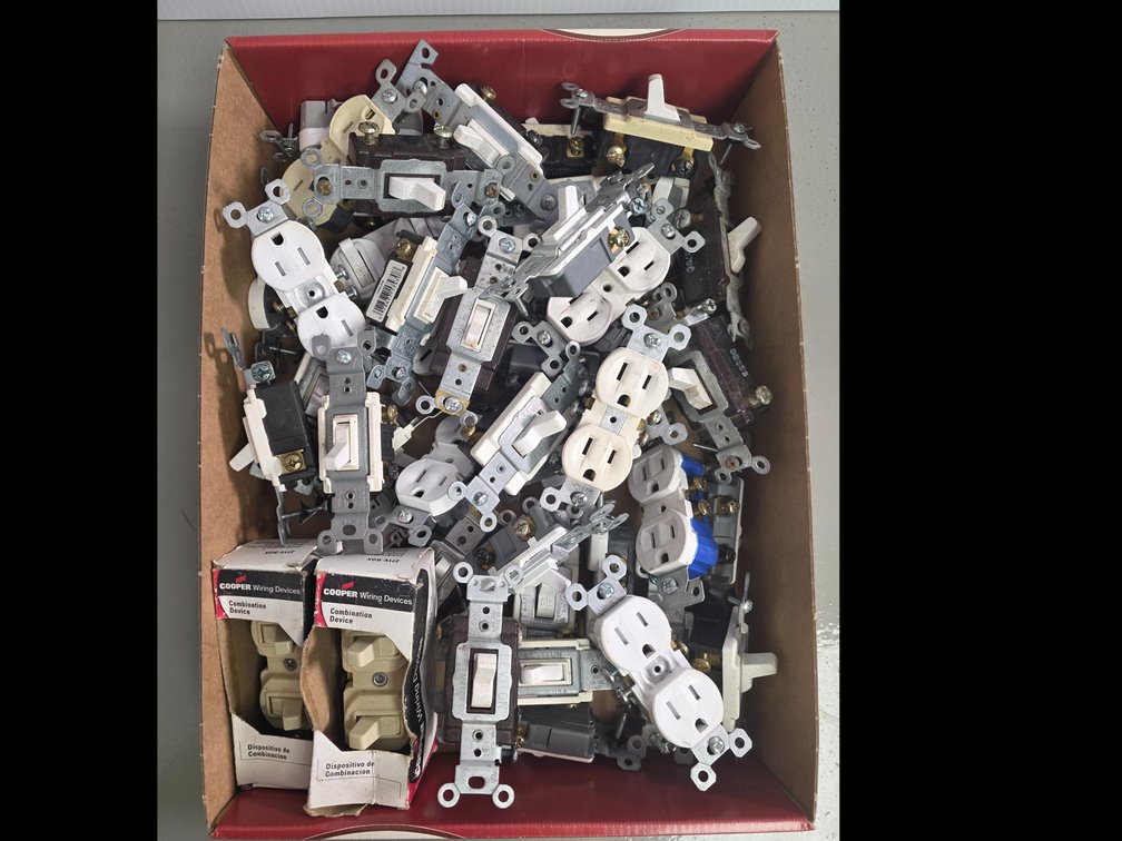 Box  of Assorted Switches & Plugs