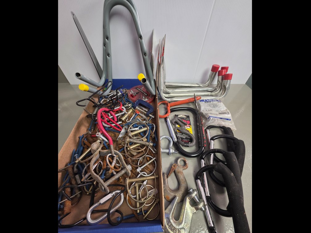 (3) Pair of Wall Hooks, Carabiners, Hooks, Hitch Pin & More (LPO)
