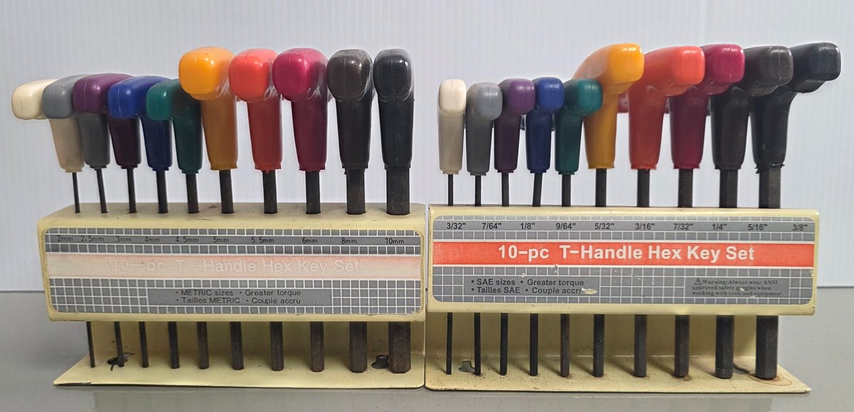 (2) 10 Piece T-Handle Hex Key Sets
