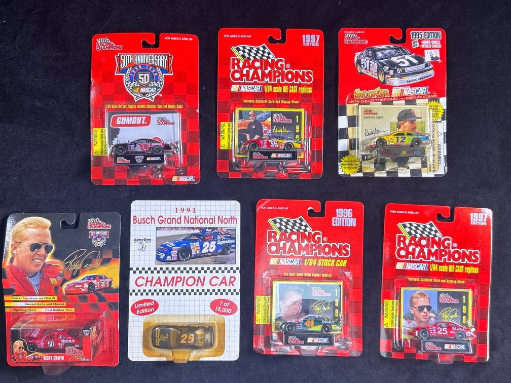 (4) 1/64 Scale Ricky Craven Die Cast Cars And (3) 1/64 Scale Derrike Cope Die Cast Cars .