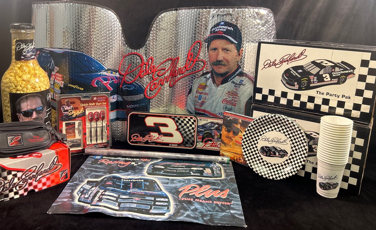 Dale Earnhardt Memorabilia, Including Party Pack, Sun-Visor And More.