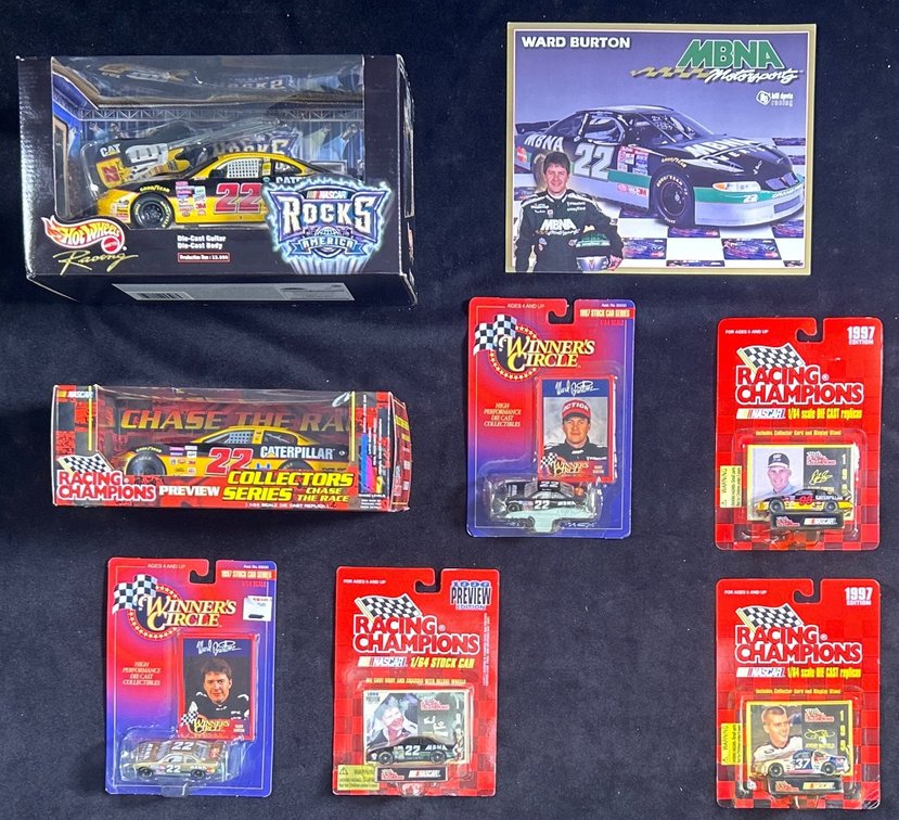 (3) 1/64 Scale, (2) 1/24 Scale Ward Burton Die Cast Cars And More.