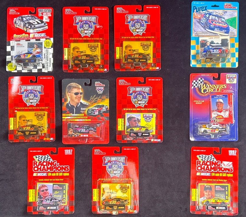 (8) 1/64 Scale Jeff Burton Die Cast Cars And More.