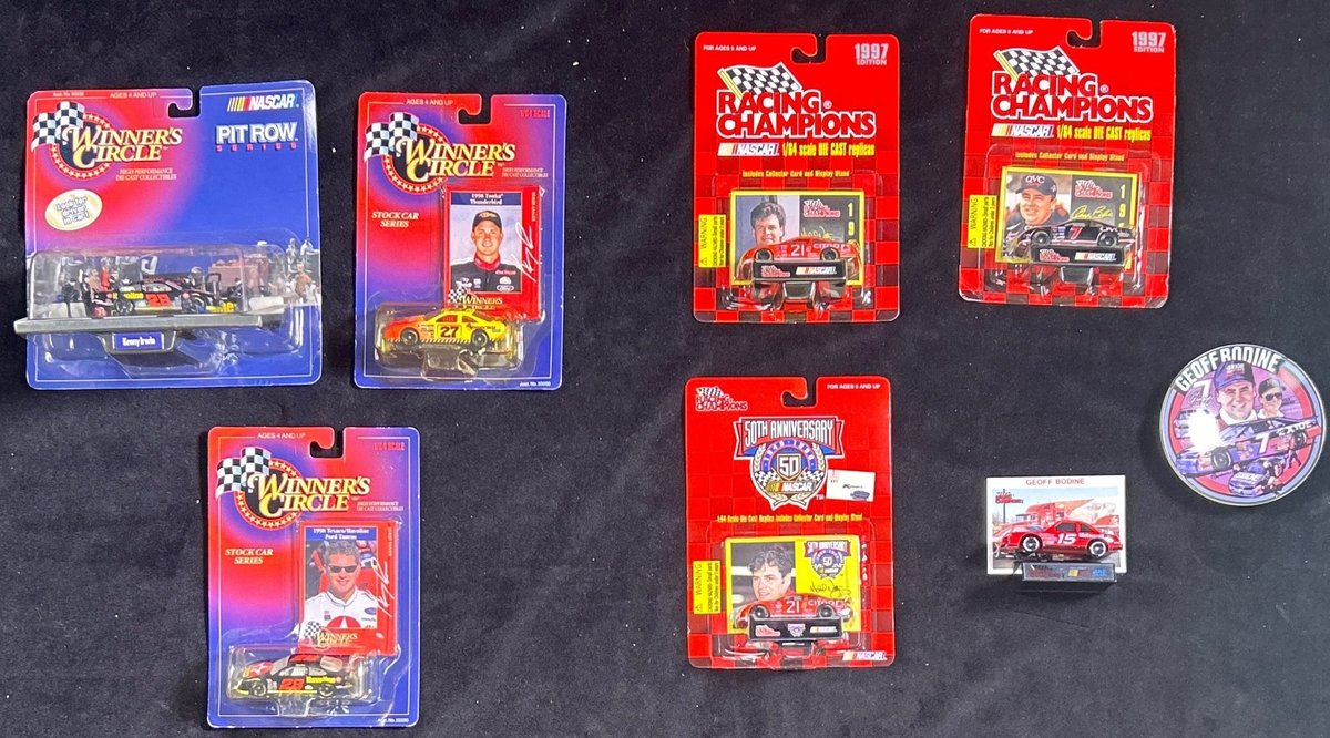 (3) 1/64 Scale Kenny Irwin Die Cast Cars , (2) 1/64 Scale Michael Waltrip Die Cast Cars And More.