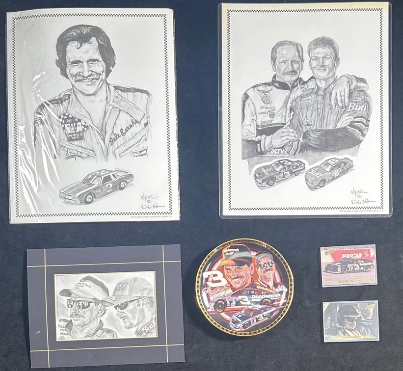(3) Dale Earnhardt Pencil Sketches And More.
