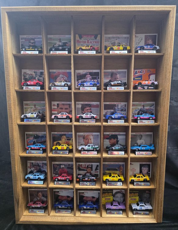 (30) NASCAR 1/64 Scale Die Cast Cars In Shadowbox. Various Drivers. (LPO)