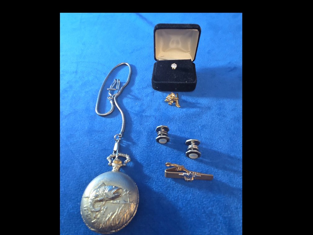 Vintage Cariole Pocket Watch, Tie Pins & More