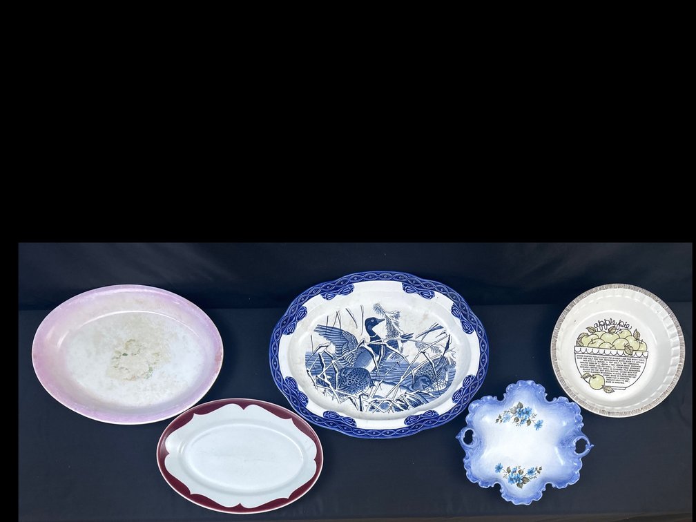 (2) Blue & White Peacock Serving Bowls (LPO)