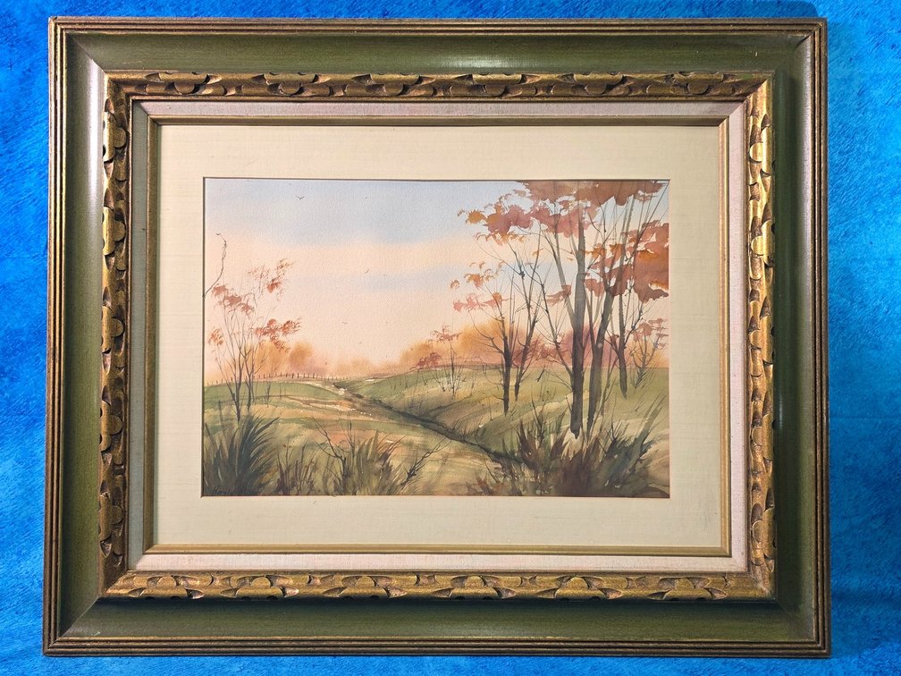 Framed Landscape Watercolor (Unsigned)