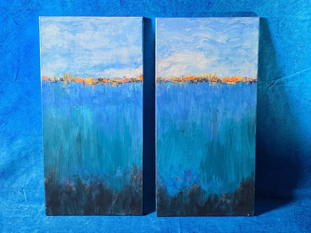 (2) Abstract Oil Paintings on Canvas