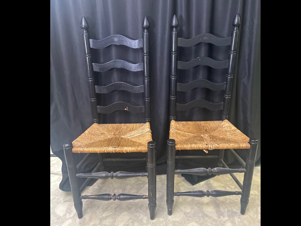 (2) Ladder Back Chairs w/Rattan Seats (LPO)