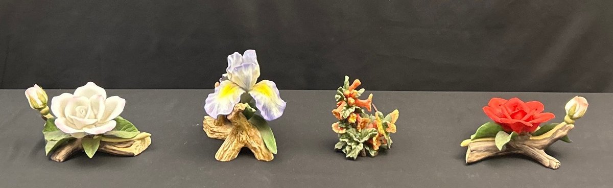 (4) Porcelain Flower Figurines (LPO)