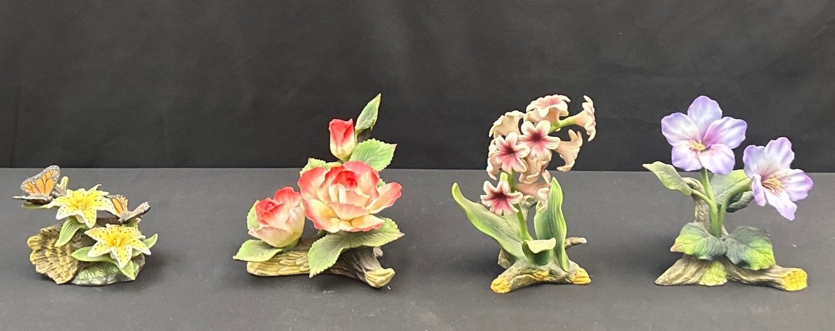 (4) Porcelain Flower Figurines (LPO)