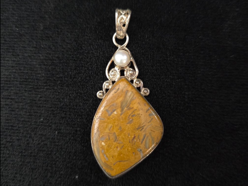 Jasper Pendant (Marked Sterling Silver)