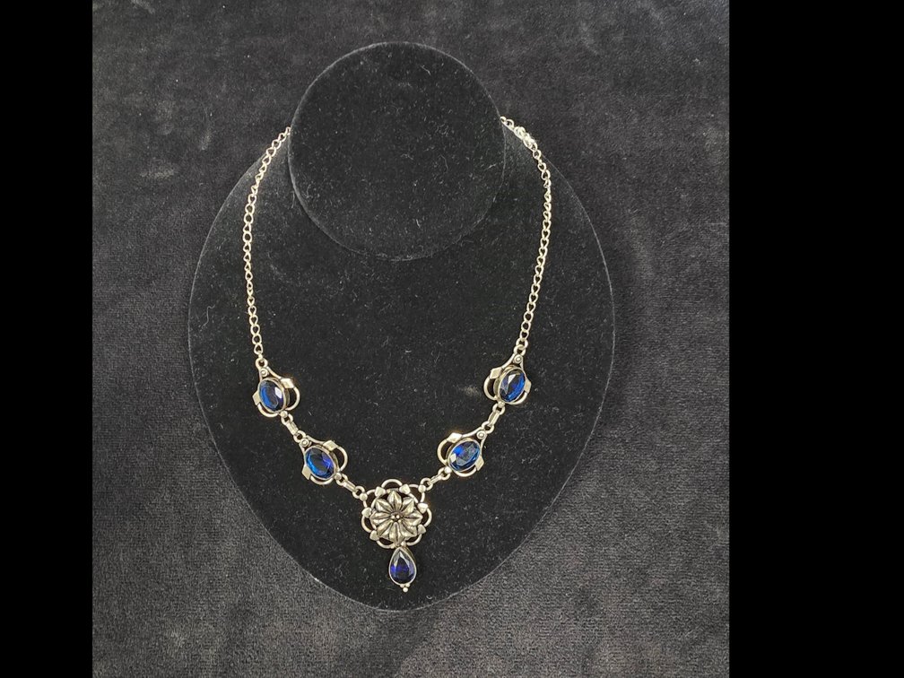 Blue Tanzanite Necklace (Marked Sterling Silver)