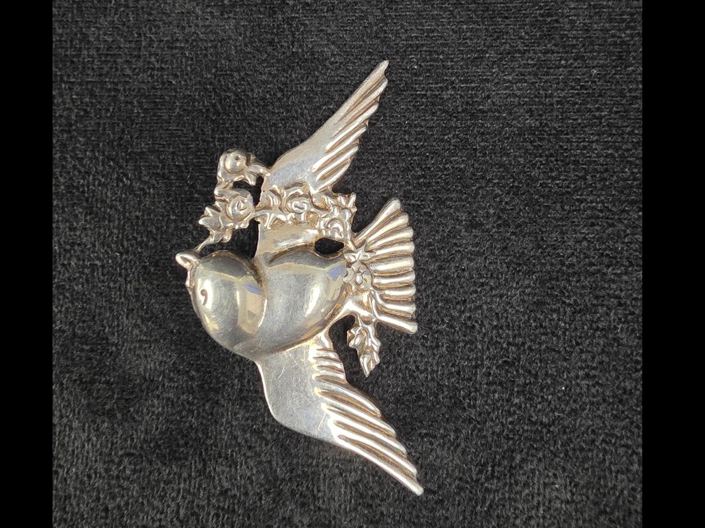 Bird Brooch (Marked Sterling Silver)