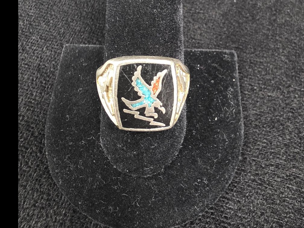 Men's Native American Eagle Ring (Marked Sterling Silver)