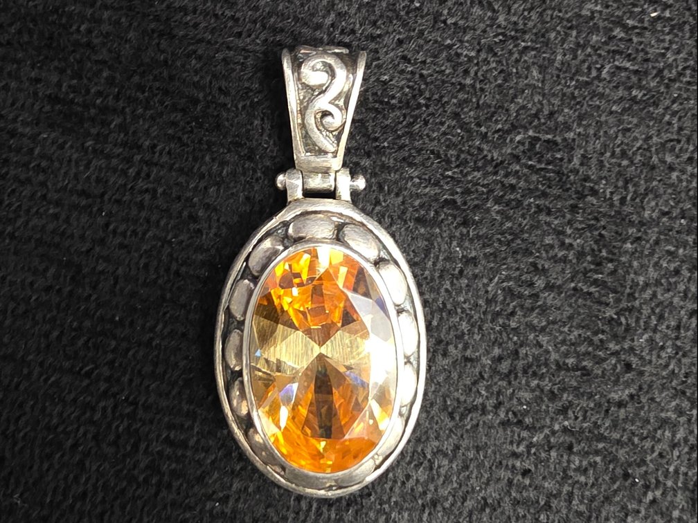 Yellow Sapphire Pendant (Marked Sterling Silver)