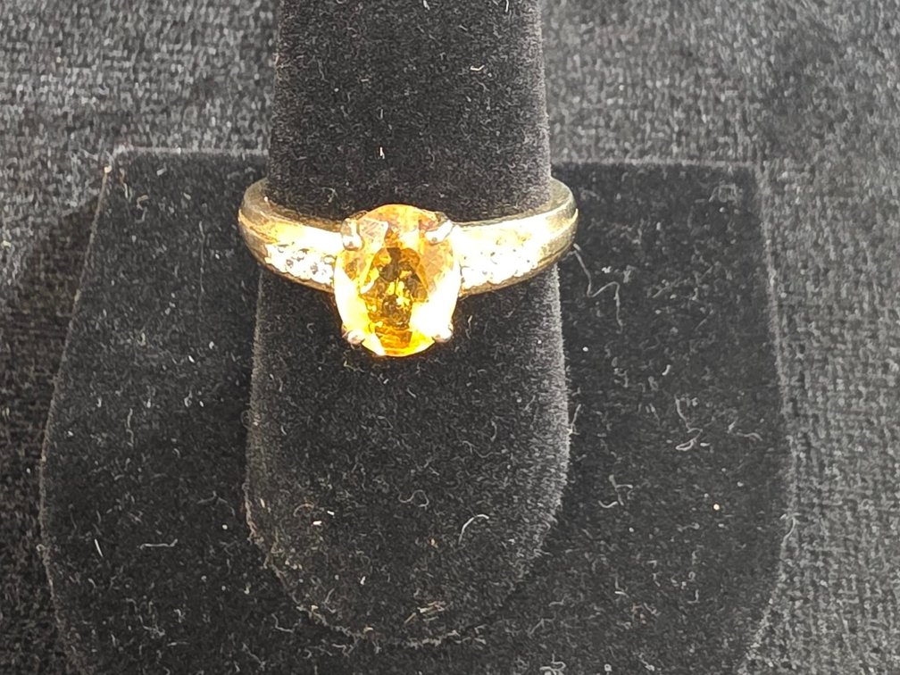 Amber Cocktail Ring (Marked Sterling Silver)