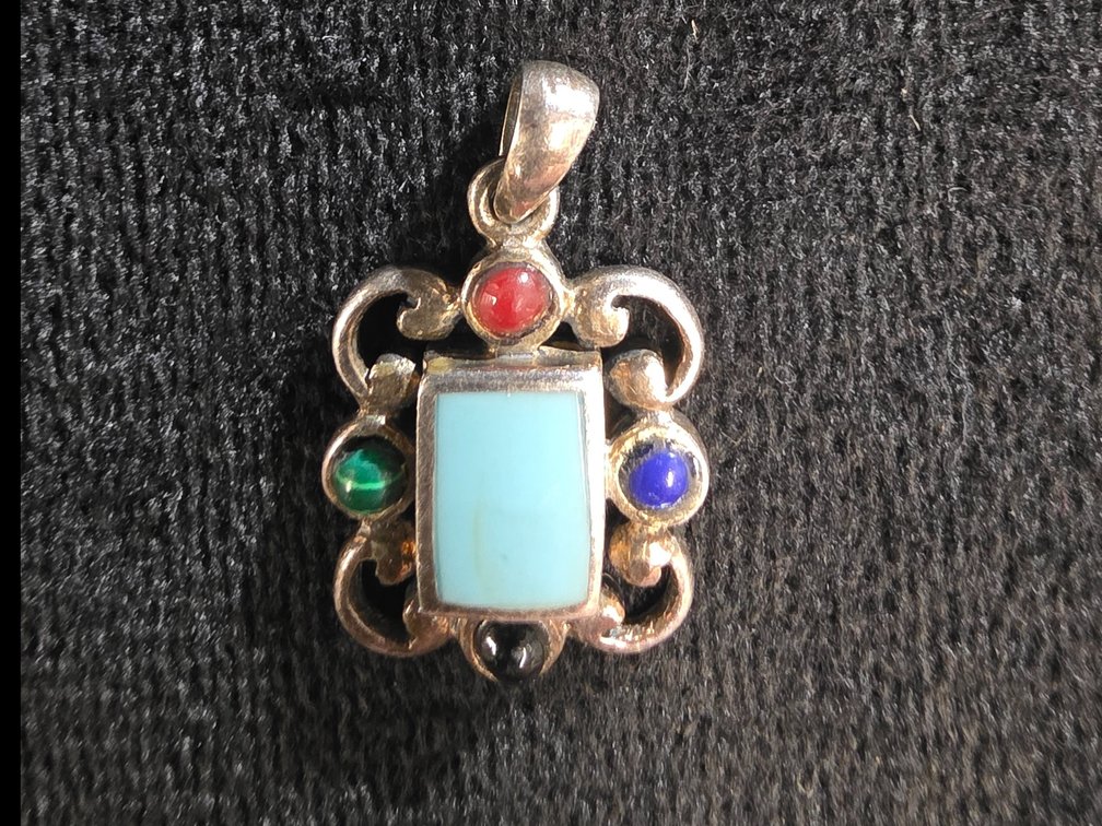 Multi-Stone Pendant (Marked Sterling Silver)