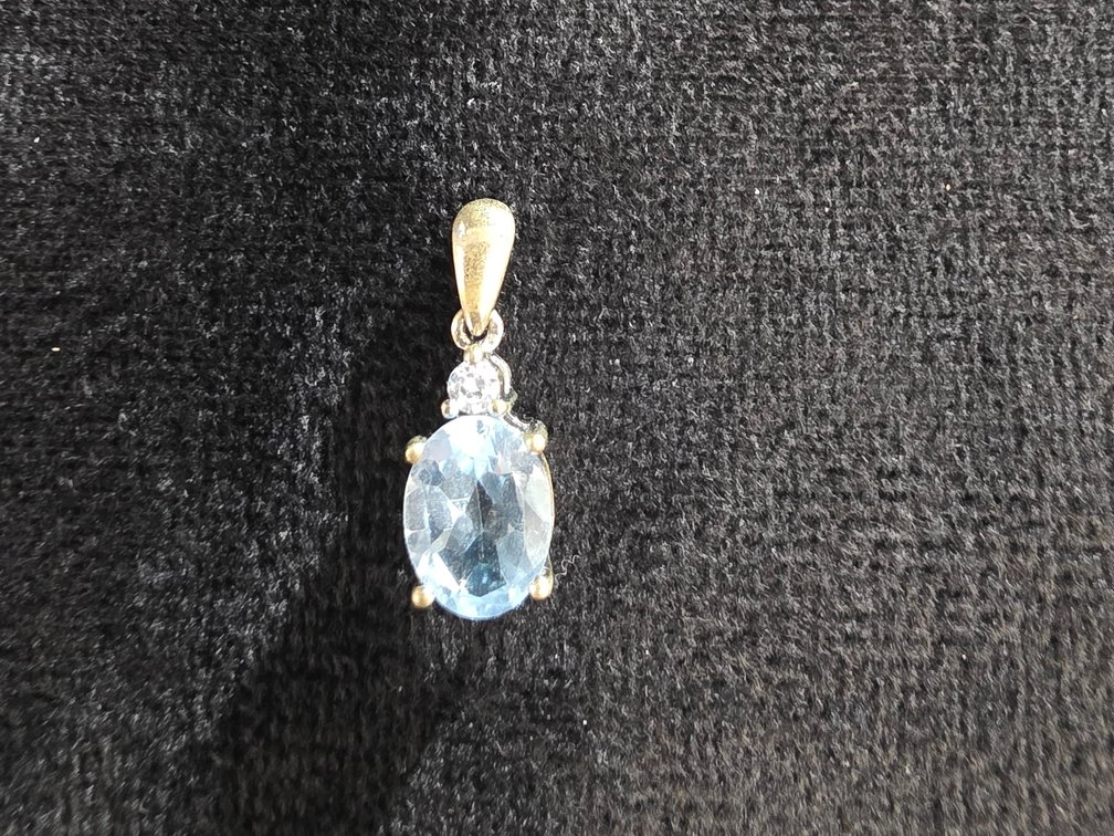 Blue Stone Pendant (Marked Sterling Silver)