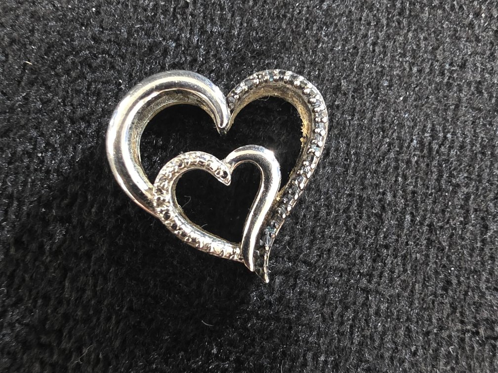 Double Heart Pendant (Marked Sterling Silver)
