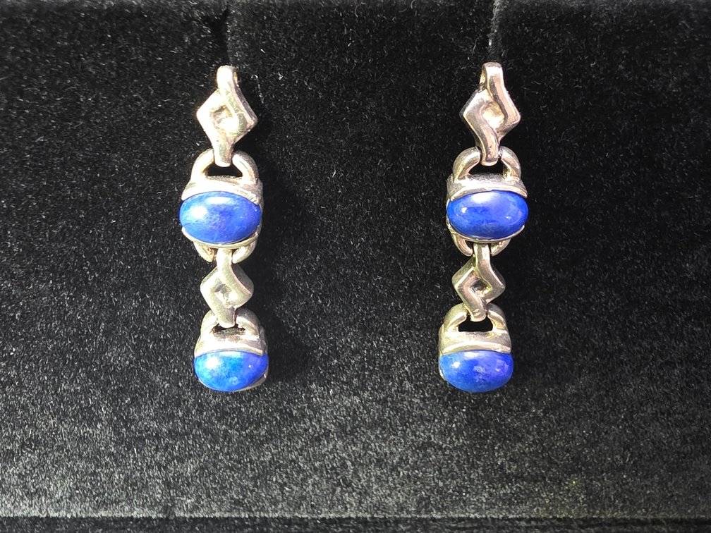 (1) Pair Lapis Dangle Earrings (Marked Sterling Silver)