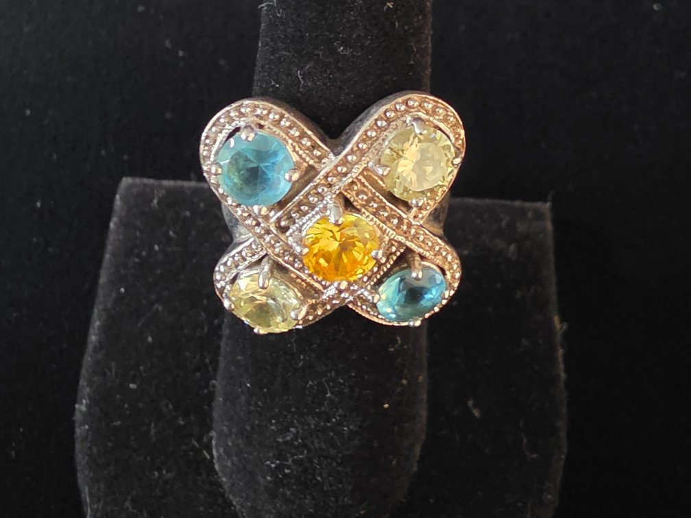 Multi-Gemstone Ring (Marked Sterling Silver)