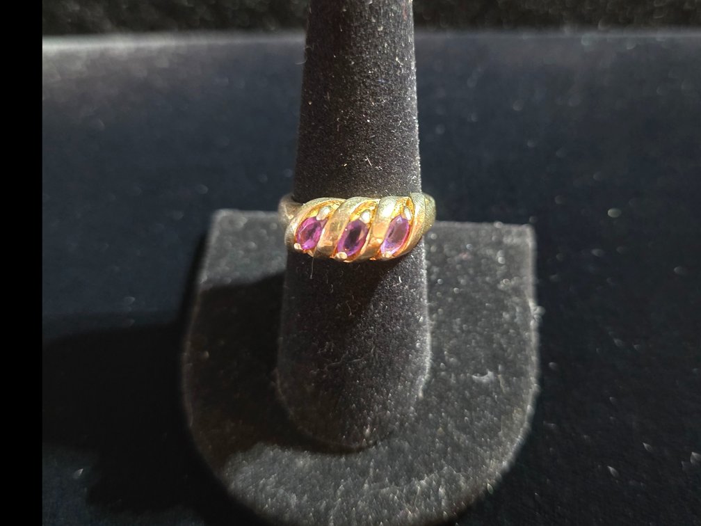 Gold Plated Amethyst Ring (Marked Sterling Silver)