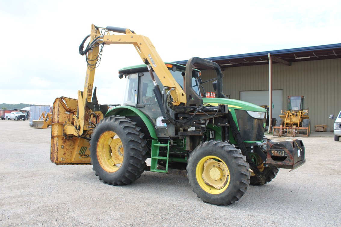 2013 John Deere 6105 D with Alamo Industrial Boom Mower