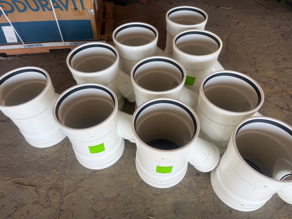 (10) 12" x 6" PVC Gasketed Sewer Tee Fittings