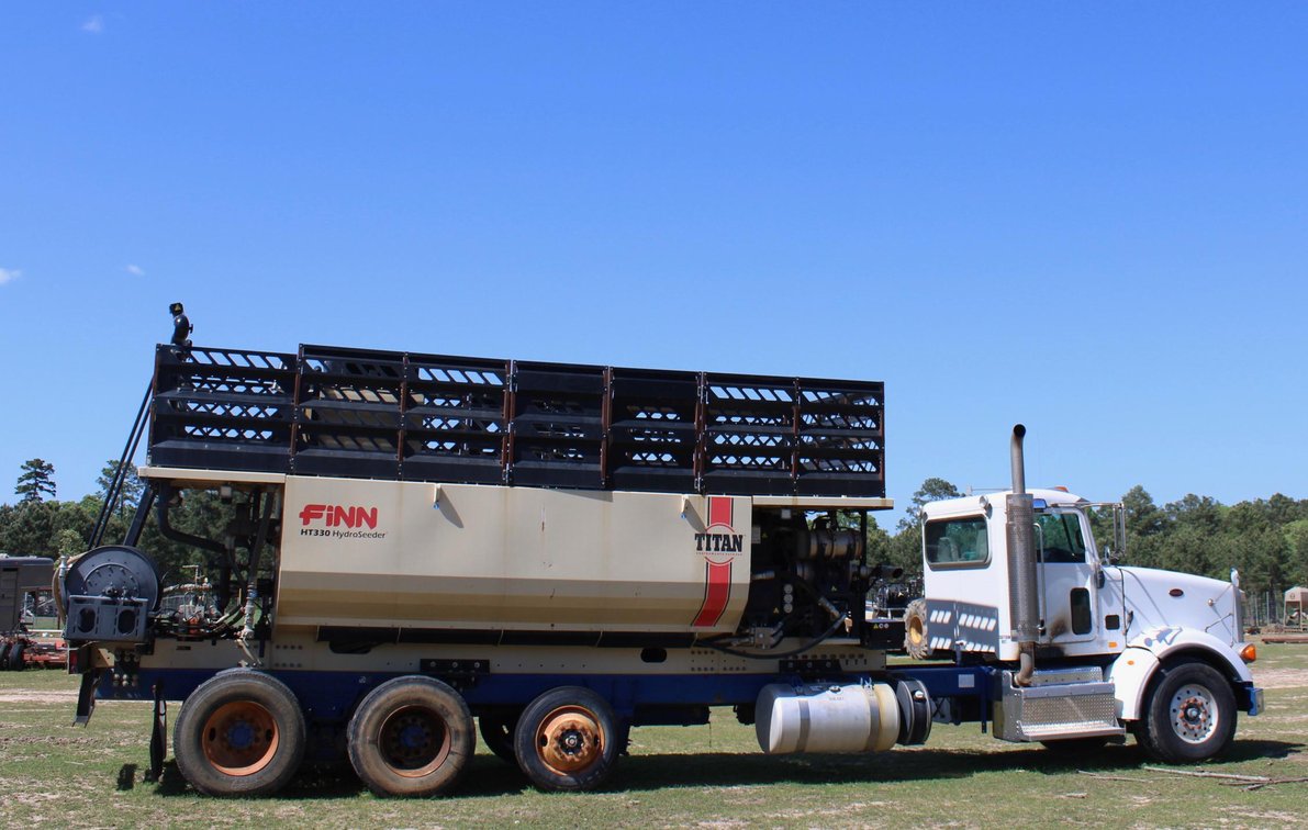 2011 Peterbilt with attached 2020 FINN HT330 Hydroseeder