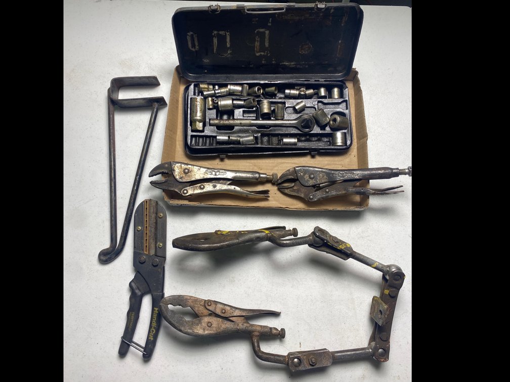 Vice grips and socket set