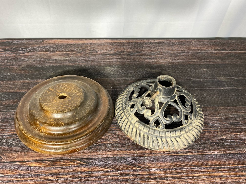 Wood and cast iron base