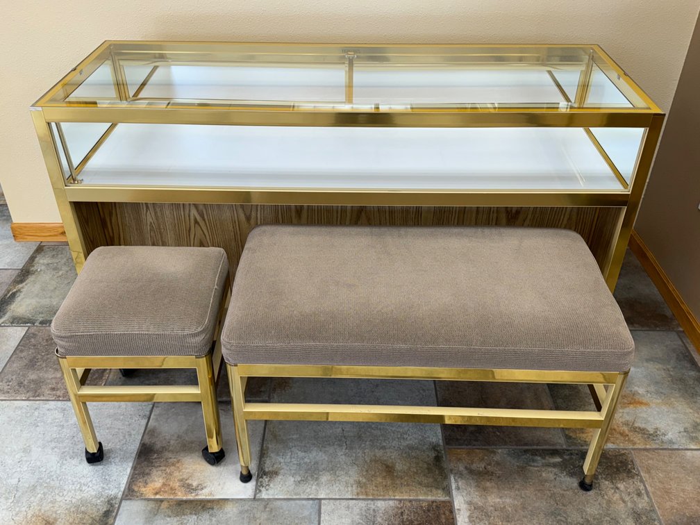 Seated Jewelry Display Case with Chairs