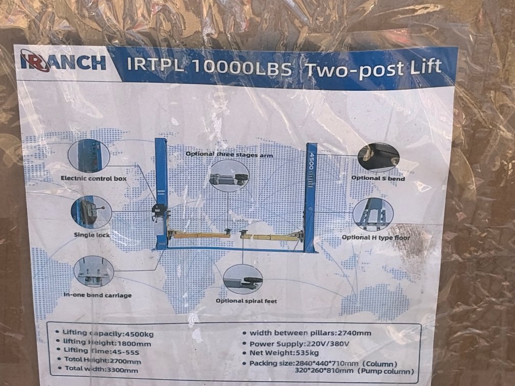 New - IRTPL 10,000lb Two-Post Lift