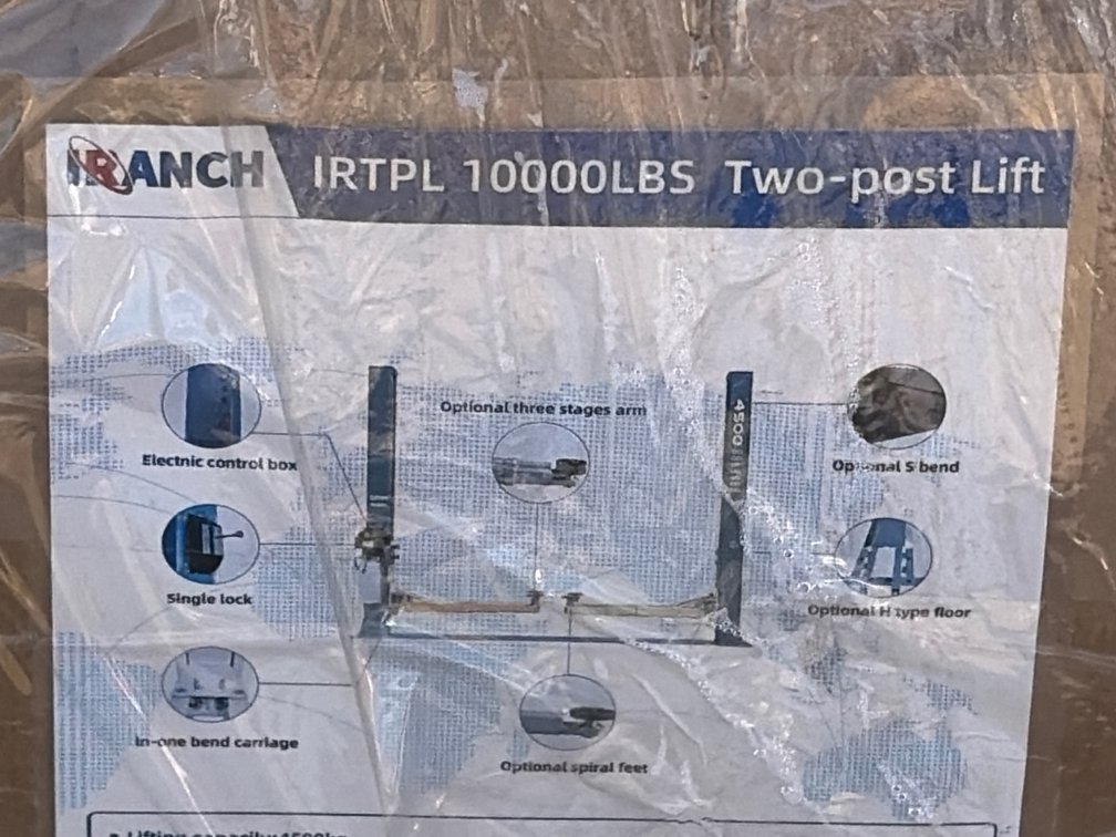 New - IRTPL 10,000lb Two-Post Lift
