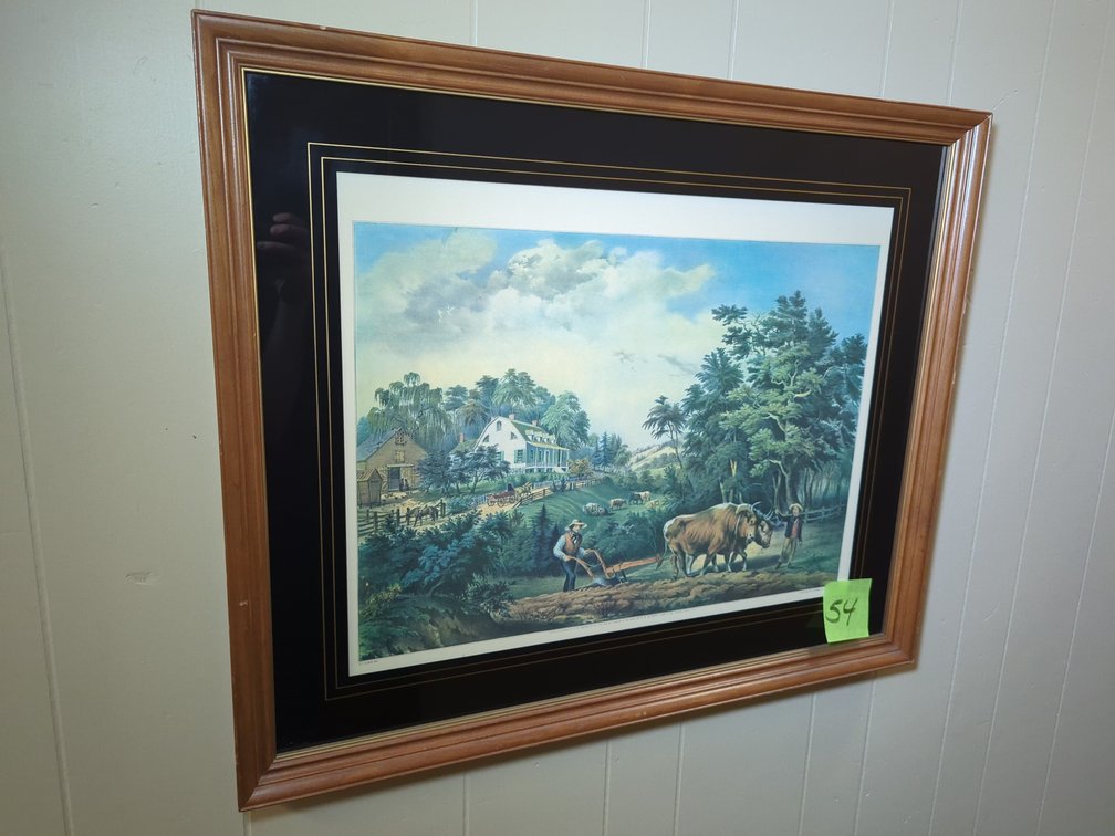 Framed Currier and Ives Art