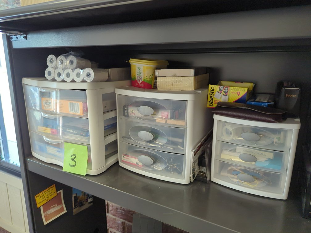 (3) Small Desk Organizers and Supplies 