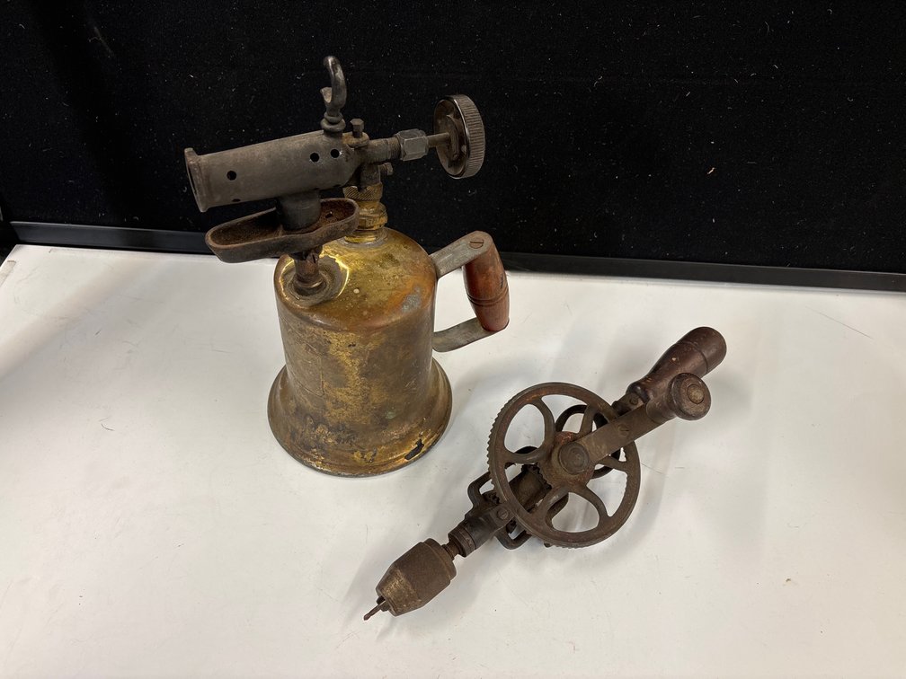 Vtg Blow Torch & Hand Crank Drill
