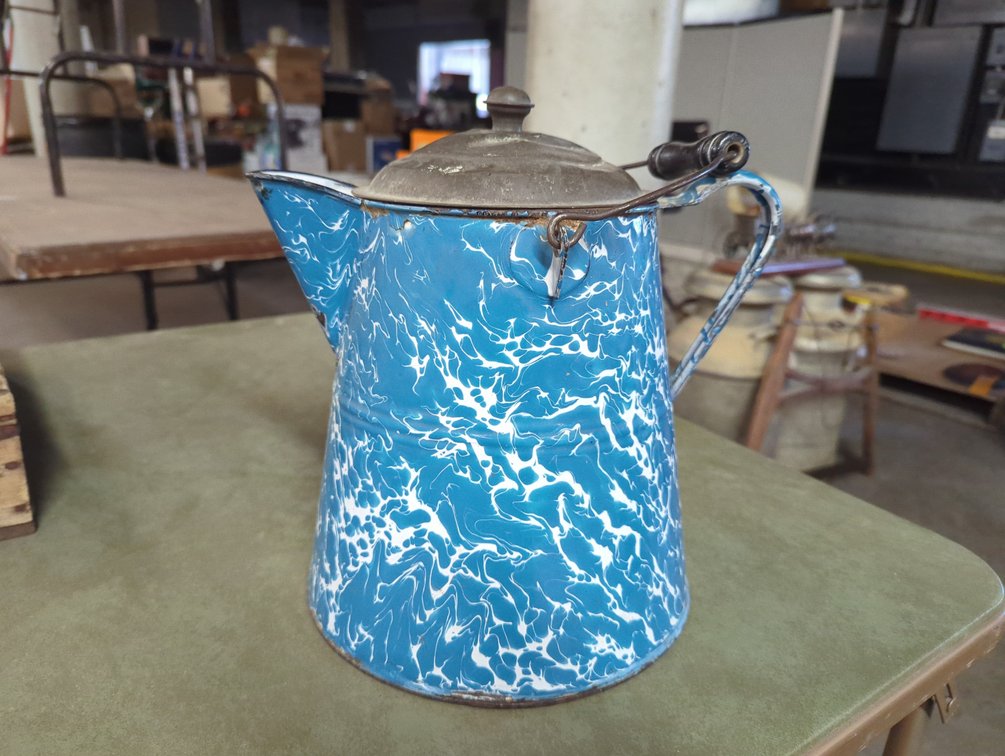 Blue Enamel Pitcher