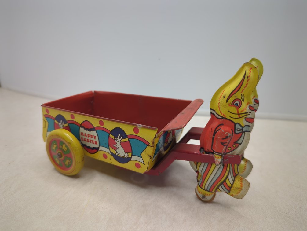 Happy Easter Tin Rabbit Wagon
