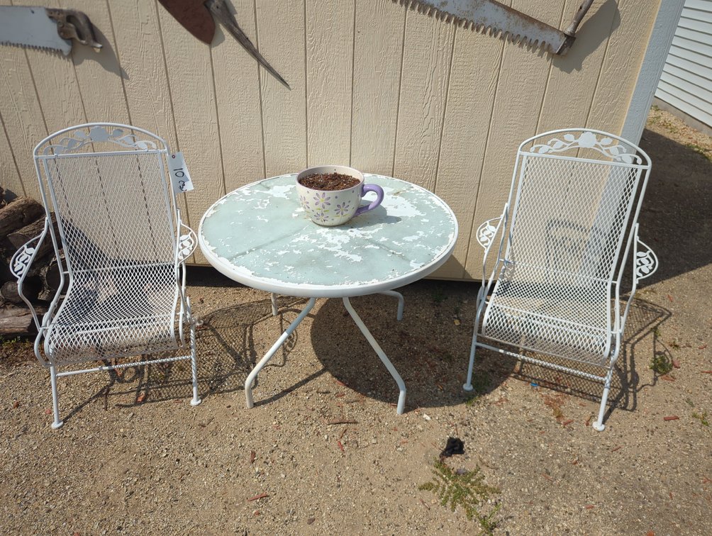 Glass Top Patio Table with 2 Chairs