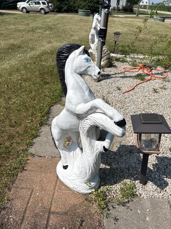 (2) 24 inch horse cement statues