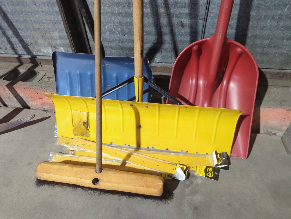 (2) Snow Shovels; Broom; Scoop Shovel