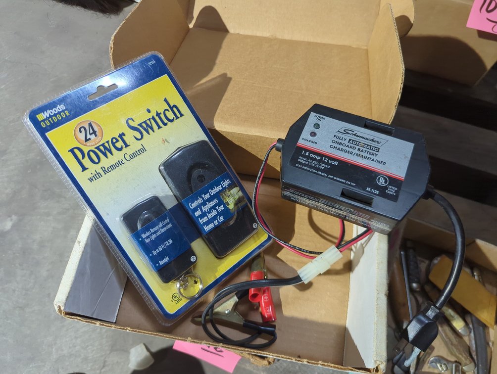 12V Battery Charger; Power Switch; Brushes