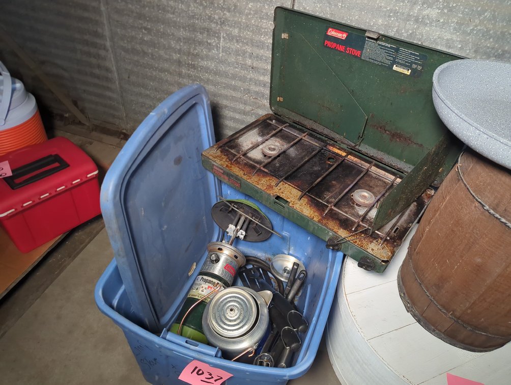 Camp Stove; Lantern; 13" Fry Pan; Grill Utensils