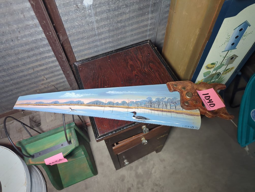 Hand Painted Loon Saw Art
