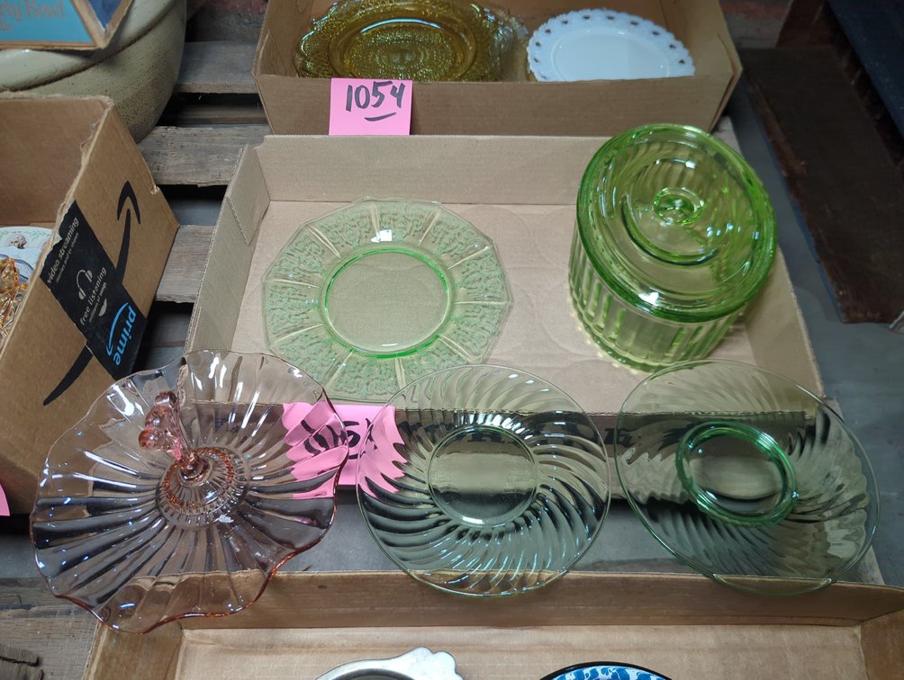 Green & Pink Depression Glass